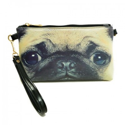 Stylish Women's Clutch With Dog Print and Zip Design